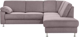 Cavadore Ecksofa Belfast mit Ottomane rechts / Polsterecke mit Federkern / inkl. Vorziehsitz und Bettkasten / 243 x 88 x 218 / Mikrofaser Anthrazit