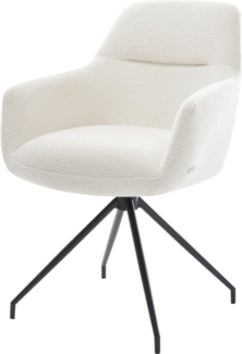 Esszimmerstuhl Pejo-Flex Bouclé Soft Beige Kreuzgestell konisch Schwarz Taschenfederkern