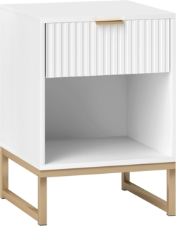 HOMCOM Nachttisch mit Schubladen, mit Stauraum (Beistelltisch, 1-St, Nachtschrank), für Schlafzimmer, Wohnzimmer, 40 x 40 x 57 cm, Weiß