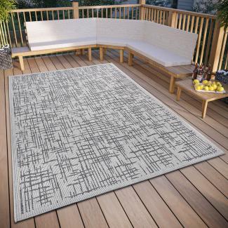 Hanse Home Telu In- & Outdoor Teppich Wetterfest – Modernes Muster, Wasserfest robuster Aussenteppich Flachgewebe für Garten, Balkon, Terrasse, Wohnzimmer – Beige Grau, 190x290 cm