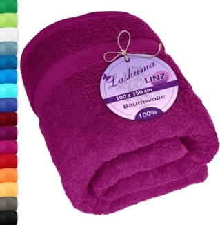 Lashuma Badetuch - Badehandtuch Linz, Frottee (1-St), XXL Handtuch lila 100x150 cm