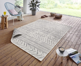 In- & Outdoor Wendeteppich Biri Grau Creme - 160x230x0,5cm