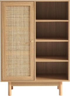 BAÏTA Anrichte Helena in Eiche-Optik und Rattangeflecht, 1 Tür, 80 cm