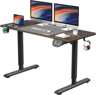 Dripex Höhenverstellbarer Schreibtisch Elektrisch, Stehschreibtisch Höhenverstellbar mit Memory-Steuerung und LED Anzeigen, Standing Desk für Homeoffice, 140x60 cm, Nussbaum+Schwarz