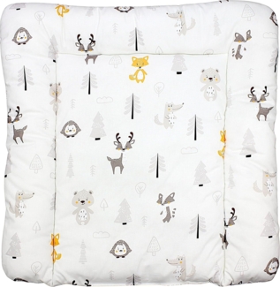 TupTam Baby Wickeltischauflage mit Baumwollbezug Gemustert, Farbe: Wald/Fuchs/Reh/Igel/Bärchen/Beige, Größe: 75x85 cm