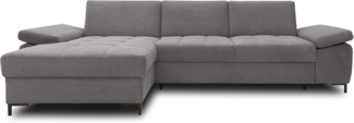 DOMO Collection Curacao Ecksofa, Eckcouch mit Federkern, Sofa mit Armlehnfunktion in L-Form, dunkelgrau, 160x297 cm