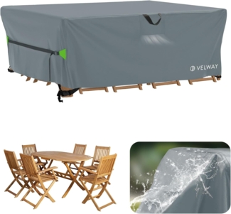 Velway Abdeckung Gartenmöbel Wasserdicht 200 x 160 x 74 cm - Rechteckig Schutzhülle Winddicht Loungemöbel Abdeckung Abdeckhauben für Gartentische Sitzgruppe Terrassenmöbel - Grau