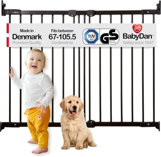 Baby Dan Flexi Fit Metall super flexibles Schutzgitter für Türen und Treppen 67 - 105,5 cm - hergestellt in Dänemark und vom TÜV GS geprüft, Farbe: Schwarz