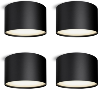 SSC-LUXon LED Aufbaustrahler PIATO LED Deckenspot schwarz rund flach 6W warmweiß 230V, Warmweiß