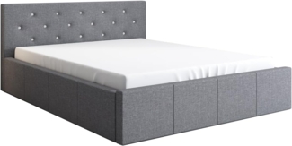 Polsterbett SKIDI 160x200 mit Matratze, Bettkasten und Lattenrost. Farbe: Silber 21