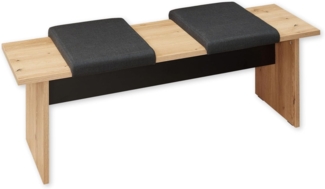 Sitzbank in Old Artisan Oak Optik FSC-zertifiziert, Schwarz - Moderne Esszimmerbank für Ihren Wohn- & Essbereich - 135 x 45 x 43 cm (B/H/T)