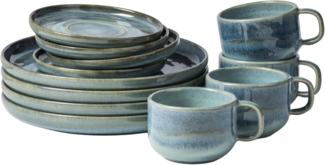 Gipfelstück Kaffeeservice Tiefer See (12-tlg), 4 Personen, Steinzeug, Scandi-Style, jedes Stück ein Unikat, 12 Teile, für 4 Personen