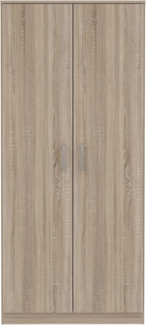 FORTE NIKO Schrank 80 85, Kleiderschrank klein, Flurschrank Schlafzimmerschrank Jugendzimmerschrank Kinderzimmerschrank Drehtürenschrank 2-türig, Sonoma Eiche, 82 cm breit x 185 cm hoch x 53 cm tief