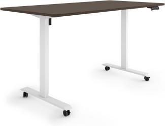 ESMART Germany ETX-121WE 160x80cm Ebenholz Dekor Ergonomischer Steh-Sitz-Schreibtisch auf Rollen Stufenlos elektrisch höhenverstellbar 78,5-128,5cm 3 x Memory Aktivitätserinnerung Soft-Start/Stopp