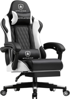 GTPLAYER Gaming-Stuhl Bürostuhl mit Doppelrückenlehne, Zweckmäßig für Winter und Sommer, mit Fußstütze abnehmbarem Bezug und Lendenwirbelstütze