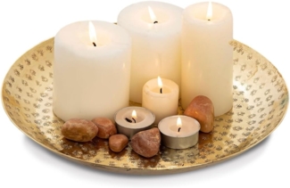 Amagohome Dekotablett Dekotablett ø 28 cm rund Deko Tablett Serviertablett Metall Kerzentabl