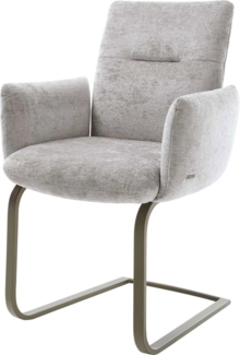 Freischwinger Jova-Flex mit Armlehnen Chenille Silbergrau Freischwinger flach Effektfinish Titan Taschenfederkern