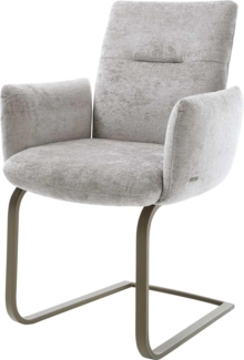 Freischwinger Jova-Flex mit Armlehnen Chenille Silbergrau Freischwinger flach Effektfinish Titan Taschenfederkern