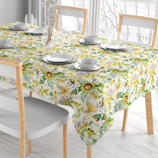 Comart, Colours Tischdecke, 100% Polyester, schmutzabweisend, für Tisch, Küche, Blumenmuster, rechteckig, 132x178 cm