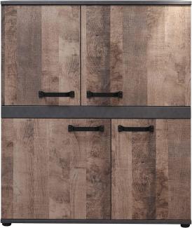 'Stripe' Highboard, Eiche Tabak und Matera grau, 100 x 118 x 41 cm