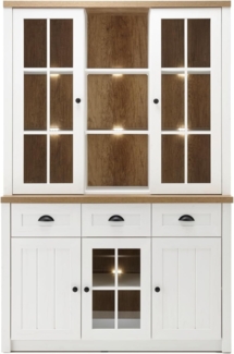 Buffetschrank Seyne in weiß Pinie und Eiche Landhaus 130 cm