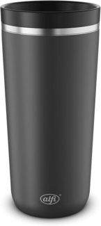 Alfi Thermobecher ISO COFFEE MUG PRO, absolut dicht, spülmaschinenfest, Edelstahl, Kunststoff, Silikon, 0,38l, 6h heiß & 12h kalt, mit Druckknopf & Teebeutel-Aufhänger