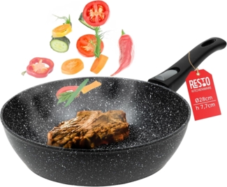 RESTO Kitchenware Bratpfanne Leo, Wokpfanne mit vierschichtiger Marmor-Antihaftbeschichtung, Aluminium (1-tlg), mit einem abnehmbaren Griff - backofenfest, spülmaschinenfest
