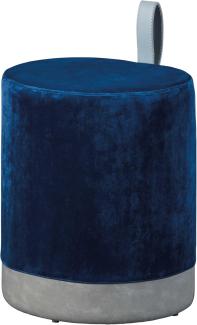 Hocker >Osane< Samt blau mit Griff PU