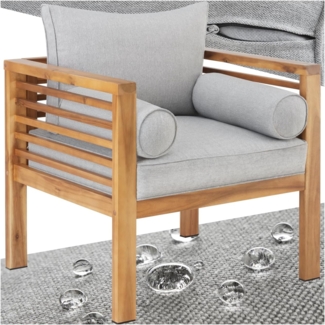 tectake Gartenstuhl Garten-Loungesessel (1er Set, 1 St), mit lasiertem Holzgestell