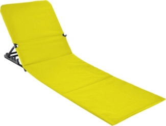 Strandmatte klappbar mit verstellbarer Rückenlehne - gelb - Liegematte faltbar mit Tragegurt - Strandliege Sonnenliege Gartenliege Sonnenmatte Liegematte für Garten Camping Picknick Reise Urlaub