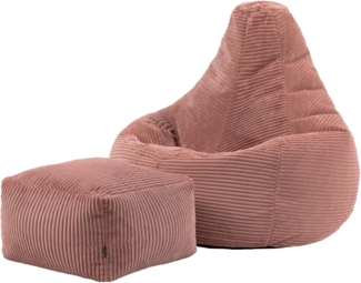 icon Sitzsack Sessel mit Liege aus Cord „Dalton“ mit Hocker (Spar-Set, 1 x Sitzsack, 1 x Fußhocker), Sitzsack XXL Gaming Sitzsack, Made in Germany, für Erwachsene & Kinder