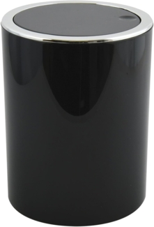 MSV Bad Serie "ASPEN" Design Kosmetikeimer Bad Treteimer Schwingdeckeleimer Abfallbehälter mit Schwingdeckel 6 Liter (ØxH): ca. 18,5x26 cm Schwarz