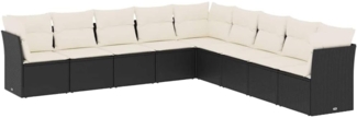 vidaXL 9-tlg. Garten-Sofagarnitur mit Kissen Schwarz Poly Rattan 3217776