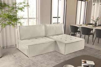 Ecksofa Schlafsofa AMALIA Stoff Raven Creme Ottomane Rechts