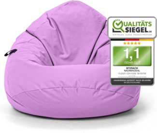 Nadimaideal Sitzsack Tropfenform Kastanie | Bodenkissen für Kinder & Erwachsene | Indoor & Outdoor | Gaming Sitzsack - Sitzkissen - Beanbag | Füllung EPS Perlen (Flieder, XXL-Durchmesser 88 cm)
