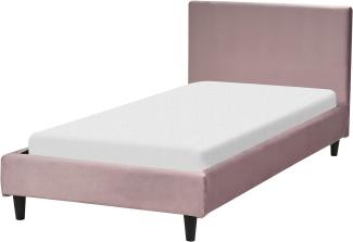 Bett mit Lattenrost FITOU 90 x 200 cm Samtstoff Rosa