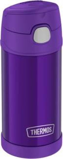 THERMOS kids FUNTAINER STRAW BOTTLE 0,35l, purple, Thermosflasche für Kinder aus Edelstahl, mit Strohhalm, 12 h kalt, absolut dicht, für Schule, Kindergarten, Pause