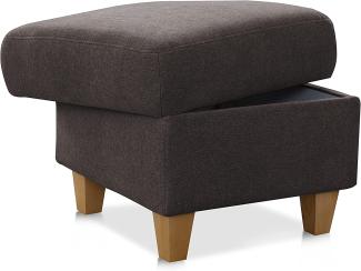 CAVADORE Polsterhocker Palera / Beistellhocker mit Stauraum, ideal als Fußhocker oder Sitzgelegenheit / 58 x 48 x 58 / Chenille, Braun