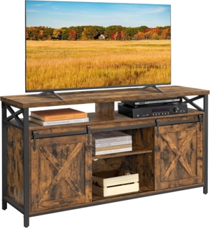 Vasagle TV-Schrank Lowboard mit verstellbaren Ablagen, Metallgestell, 40 x 147 x 76 cm, Vintagebraun-Schwarz
