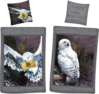 BERONAGE Kinderbettwäsche Harry Potter Hedwig Bettwäsche Linon / Renforcé Eule Bettbezug, 100% Baumwolle, 2 teilig, 135x200 + 80x80 cm