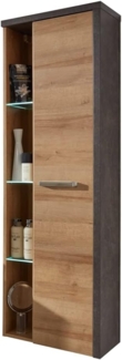 Bad Hochschrank hängend inkl. Beleuchtung BENISSA-19 in Eiche Riviera Honig Nb. mit Beton dunkel, B/H/T: ca. 48/160/31 cm