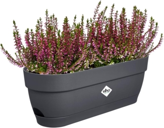 elho Vibia Campana Balkonkasten 50 mit Wasserreservoir - Blumentopf Balkon - 100% recyceltes Plastik - Ø 49.0 x H 17.0 cm - Schwarz/Anthrazit