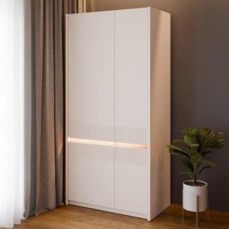 FORTE Kleiderschrank Oak Square Kleiderschrank, Beleuchtung, grifflos, Soft Close