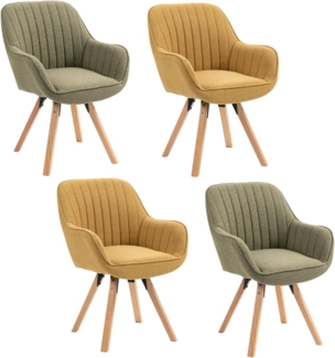 MEUBLE COSY Esszimmerstühle Drehbar 4er Set Küchenstuhl Polsterstuhl Drehstuhl mit Armlehne Sessel Schminkstuhl aus Stoff Massivholzbeine für Esszimmer Wohnzimmer Arbeitszimmer, Bunt