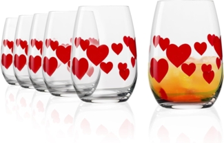 Stölzle Lausitz L'AMOUR Becher mit roten Herzen 335 ml 6er Set