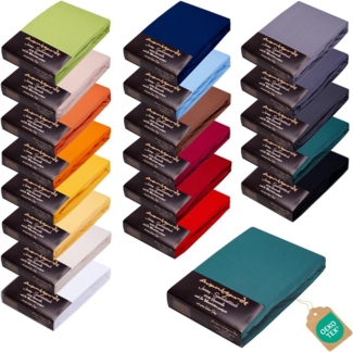 Avantgarde Premium Spannbetttuch 90x200-100x220 - hoher 40cm Steg auch f. Boxspringbett & Wasserbett - Spannbettlaken ca. 170g/m² - Bettlaken - 100% Jersey Baumwolle ÖKO-TEX (15 Dunkelgrün)