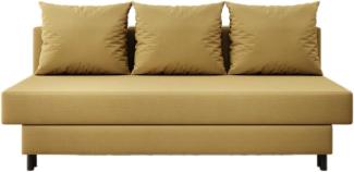 Designer Sofa Lino mit Schlaffunktion Stoff Senf