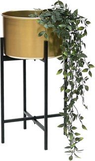DanDiBo Blumenhocker mit Topf Gold Metall Schwarz 50 cm Blumenständer 96527 Pflanzenständer Blumensäule Modern Pflanzenhocker