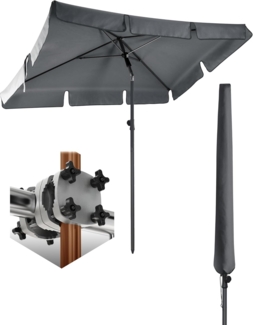 4smile Sonnenschirm Balkon SunnyShade - Sonnenschutz Balkon 3-in-1 SET, Anthrazit - UPF 50+ Sonnenschirm rechteckig 200x125 cm + Sonnenschirmhalter Balkongeländer SunnyGuy + Sonnenschirmhülle