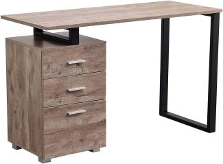 BAKAJI Schreibtisch mit Schublade, Computertisch, Stahl, Holz, Büro, Eiche, Unica